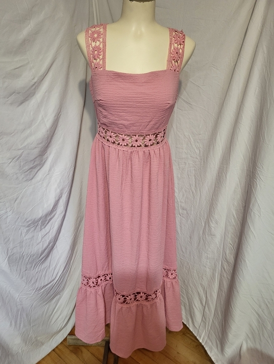 SHEIN Dresses & Skirts - SHEIN Pink Maxi Dress with Crochejt Trim